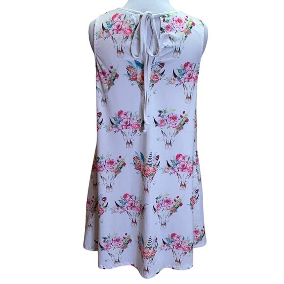 P.S. Kate Longhorn Steer Bull Floral Feather Boho Western Dress Small - Picture 6 of 10